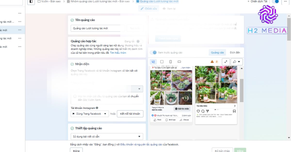 Chọn bài viết muốn chạy quảng cáo